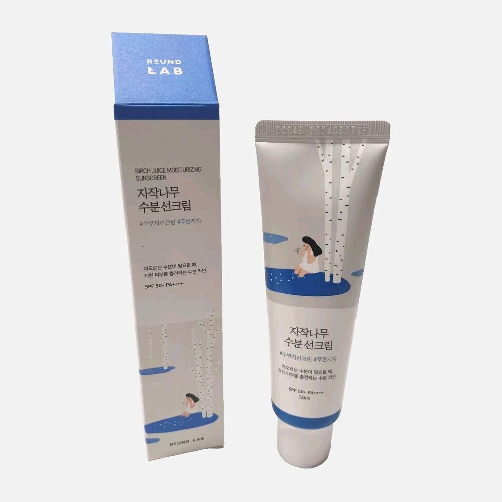 NIB ROUND LAB Birch Juice Moisturize Sun Cream SPF 50+ Brighten 50ml Korea Made